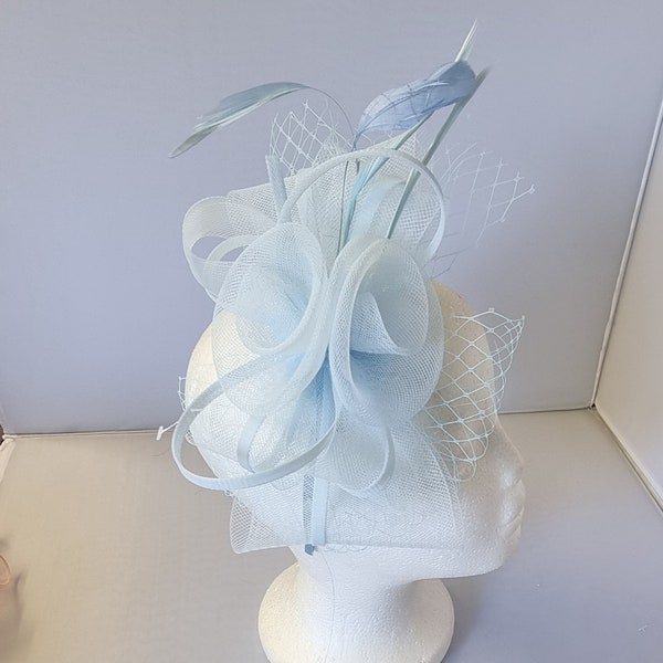 New Baby Blue Colour Fascinator Hatinator with Band & Clip Weddings Races, Ascot, Kentucky Derby, Melbourne Cup - Small Size