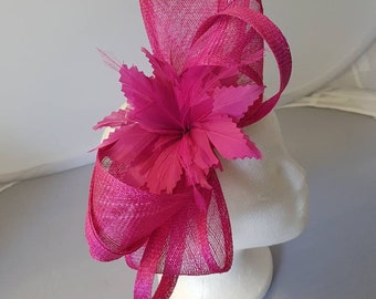 New Hot Pink  Colour Fascinator Hatinator with HeadBand & Clip Weddings Races, Ascot, Kentucky Derby, Melbourne Cup