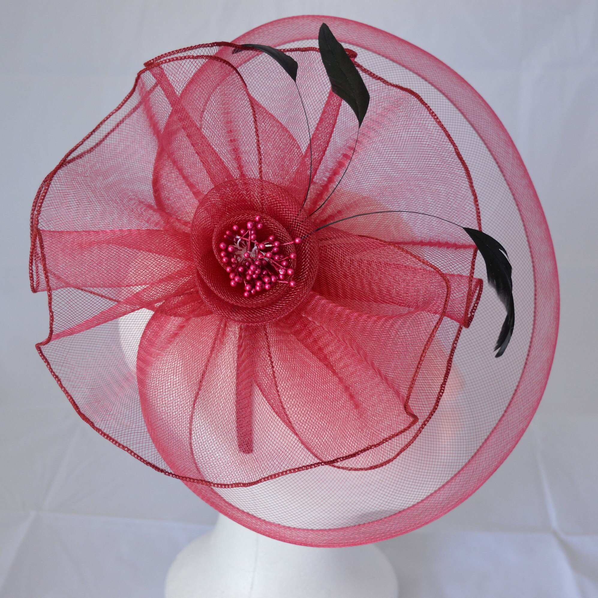 Burgundy Fascinator Hatinator a Wave of 