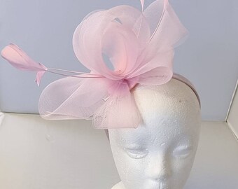 Baby Pink Colour Fascinator Hatinator with Band & Clip Weddings Races, Ascot, Kentucky Derby, Melbourne Cup - Small Size