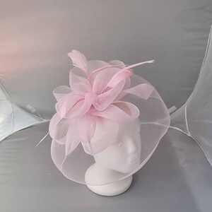 Light Baby Pink Fascinator Hatinator with Band & Clip Weddings Races, Ascot, Kentucky Derby, Melbourne Cup