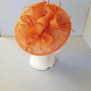 New Orange Fascinator Hatinator with Band & Clip Weddings Races, Ascot, Kentucky Derby, Melbourne Cup