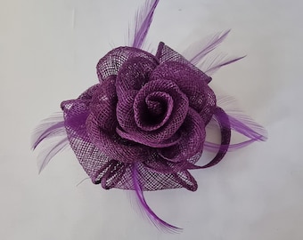 New Purple Colour Flower Hatinator with Clip Weddings Races, Ascot, Kentucky Derby, Melbourne Cup - Small Size