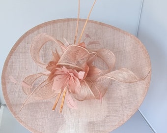 New Large Blush Pink Colour Fascinator Hatinator with Headband With More Colors Weddings Races, Ascot, Kentucky Derby, Melbourne Cup