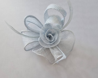 New Pale Blue Colour Flower Hatinator with Clip Weddings Races, Ascot, Kentucky Derby, Melbourne Cup - Small Size