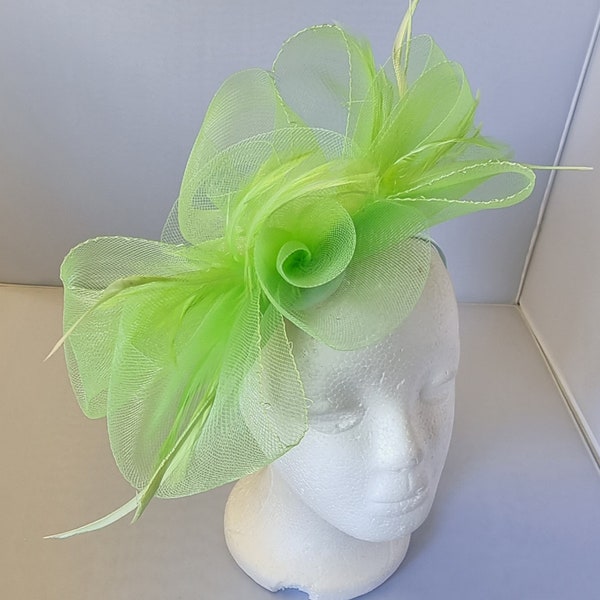 New Lime Green Colour Fascinator Hatinator with Band & Clip Weddings Races, Ascot, Kentucky Derby, Melbourne Cup - Small Size