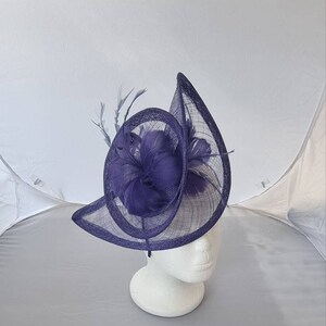 Dark Purple Fascinator Hatinator With Band Clip Weddings Races