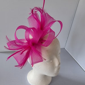 New Hot Pink Colour Fascinator Hatinator with Band & Clip Weddings Races, Ascot, Kentucky Derby, Melbourne Cup Small Size image 4