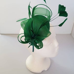 New Green Colour Fascinator Hatinator with HeadBand Weddings Races, Ascot, Kentucky Derby, Melbourne Cup Small Size image 1