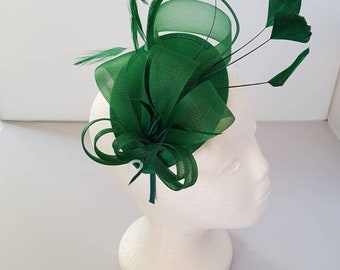 New Green Colour Fascinator Hatinator with HeadBand Weddings Races, Ascot, Kentucky Derby, Melbourne Cup - Small Size