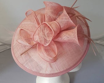 New Pink Round Fascinator Hatinator with Band & Clip Weddings Races, Ascot, Kentucky Derby, Melbourne Cup