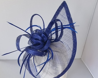 New Royal Blue, Blue Fascinator Hatinator with Band & Clip With More Colors Weddings Races, Ascot, Kentucky Derby, Melbourne Cup