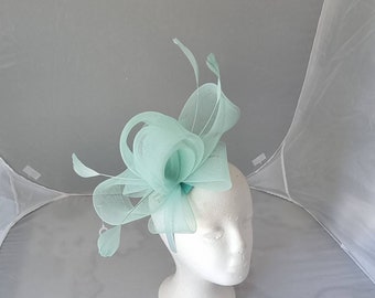 New Aqua Green Colour Fascinator Hatinator with Band & Clip Weddings Races, Ascot, Kentucky Derby, Melbourne Cup - Small Size