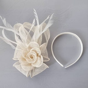 Neue Creme Farbe Fascinator Hatinator mit Band & Clip Hochzeiten Rassen, Ascot, Kentucky Derby, Bordeaux Cup Kleine Größe Bild 4