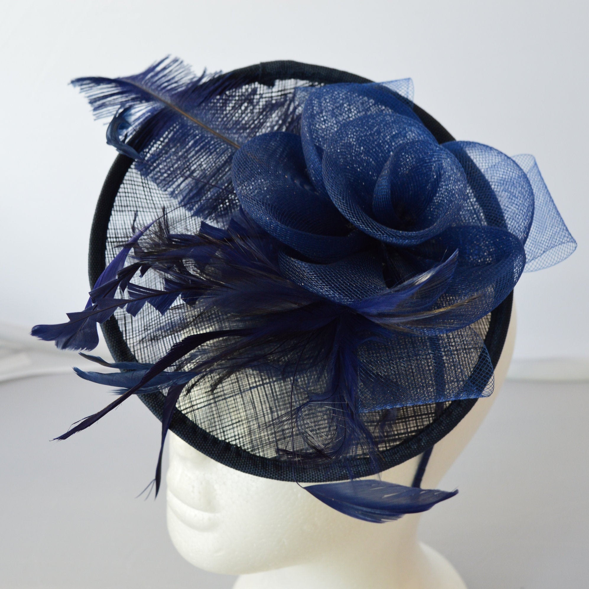 Navy Blue Fascinator Hatinator With Headband & Clip Weddings Etsy