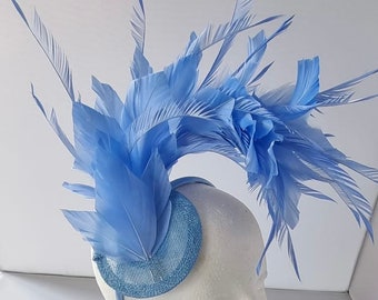 New Light Blue Colour Fascinator Hatinator with Band & Clip With More Colors Weddings Races, Ascot, Kentucky Derby, Melbourne Cup