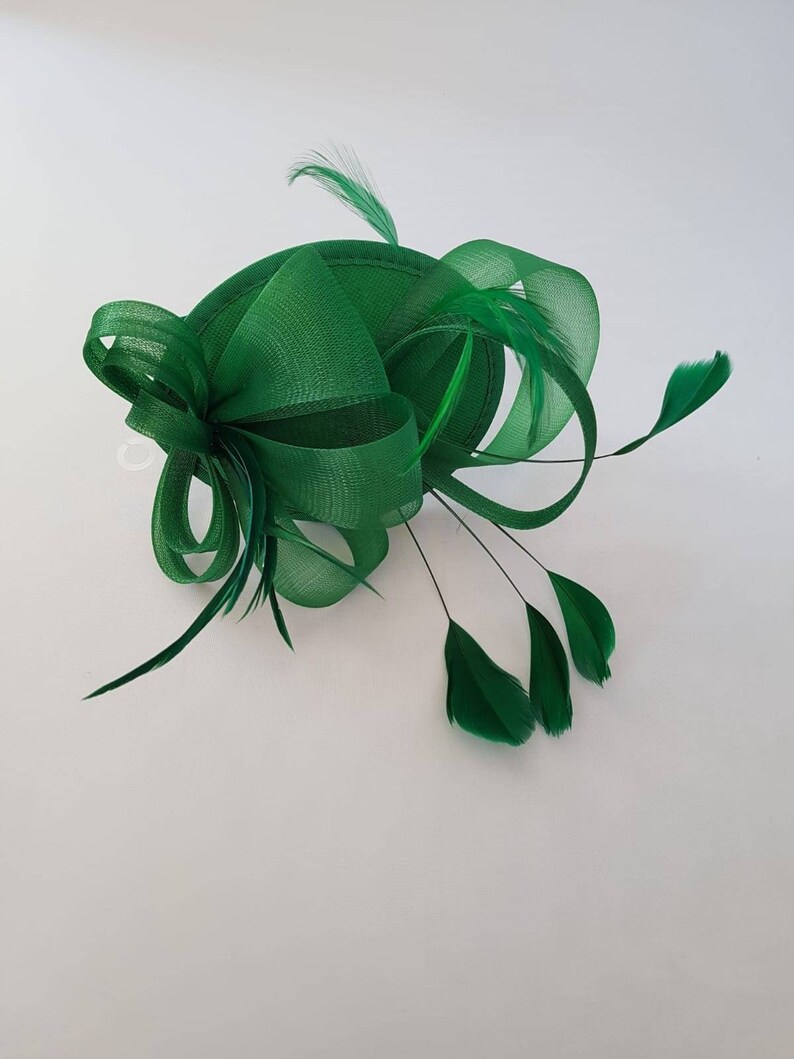 New Green Colour Fascinator Hatinator with HeadBand Weddings Races, Ascot, Kentucky Derby, Melbourne Cup Small Size image 5