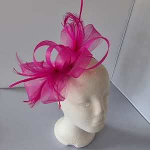 New Hot Pink Colour Fascinator Hatinator with Band & Clip Weddings Races, Ascot, Kentucky Derby, Melbourne Cup Small Size image 2