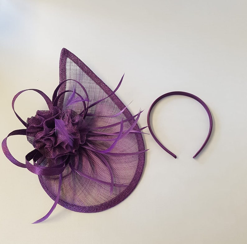 New Dark Purple Fascinator Hatinator with Band & Clip With More Colors Weddings Races, Ascot, Kentucky Derby, Melbourne Cup 画像 5