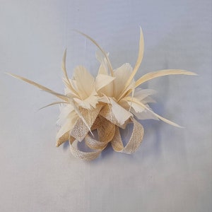 New Beige Colour Flower Hatinator with Clip Weddings Races, Ascot, Kentucky Derby, Melbourne Cup Small Size image 2