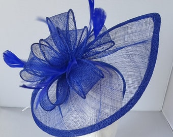New Royal Blue Fascinator Hatinator with HeadBand More Colors Weddings Races, Ascot, Kentucky Derby, Melbourne Cup