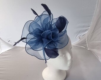 New Navy Blue,Yellow, Light Green, Orange Color Fascinator Hatinator with Clip HeadBand Weddings Races, Ascot, Kentucky Derby, Melbourne Cup