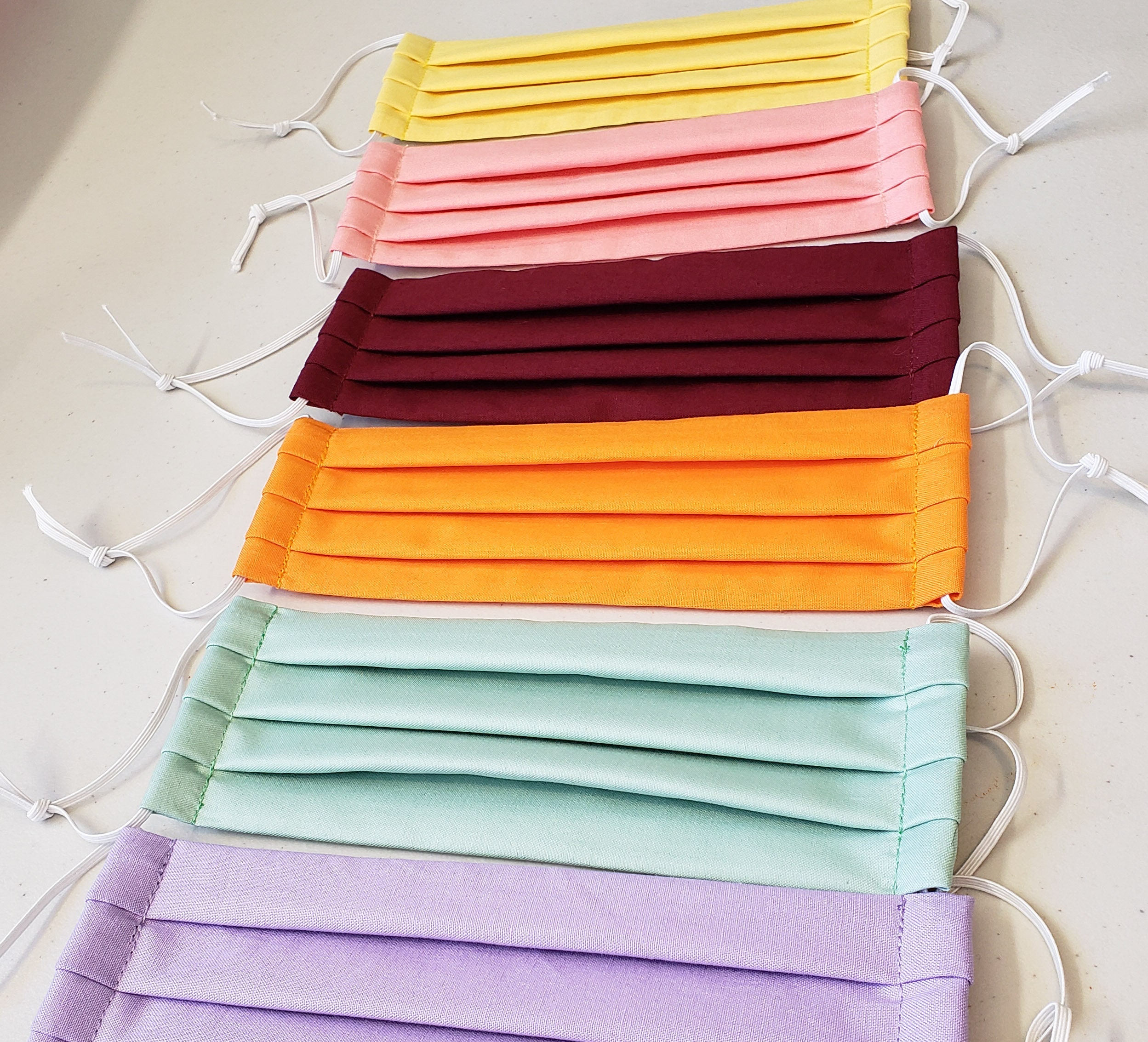 Pleated face mask, Solid colors face mask, Cotton face Mask made in U…