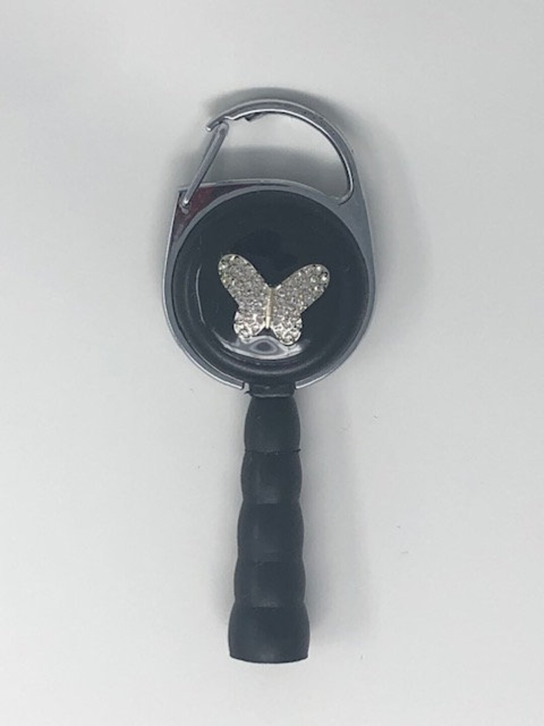 Rhinestone Butterfly Pen Marker Vape Holder Retractable Carabiner Clip