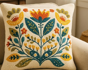 Folk punch needle printable pattern for beginners / instant download / punchneedle PDF design / template for handmade art / how to file