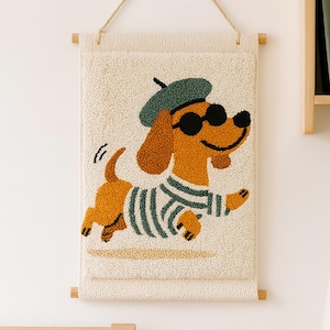 Dachshund punch needle printable pattern for beginners / instant download / punchneedle PDF design / template for handmade art / how to file