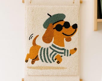 Dachshund punch needle printable pattern for beginners / instant download / punchneedle PDF design / template for handmade art / how to file