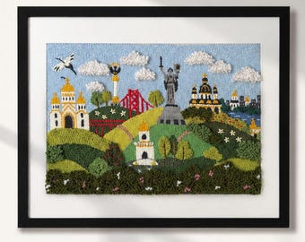 City Kyiv Punch Needle Pattern: Beginner DIY Home Decor (PDF digital download)