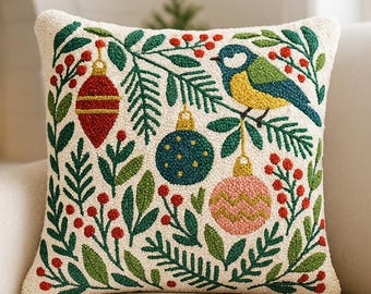 Christmas punch needle printable pattern for beginners / instant download / embroidery PDF design / template for handmade art / how to file