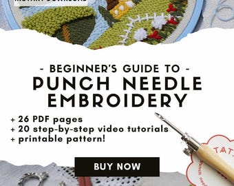Punch Needle Guide for Beginners (Digital Instant Download) / PDF Patterns for Stitches / DIY Template Tutorial How to learn basics