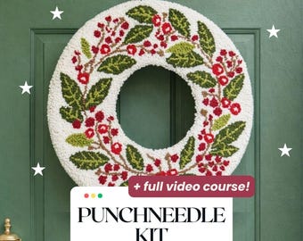 Punch Needle Christmas Wreath Kit: DIY Embroidery Art for Beginners (Video Course)