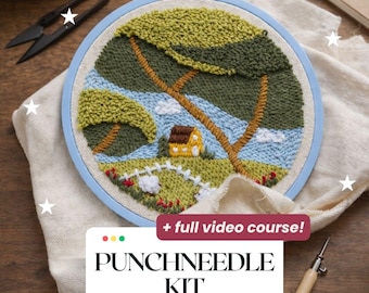 Punch Needle Beginners Kit / art diy gift for adults / embroidery nature birthday gift