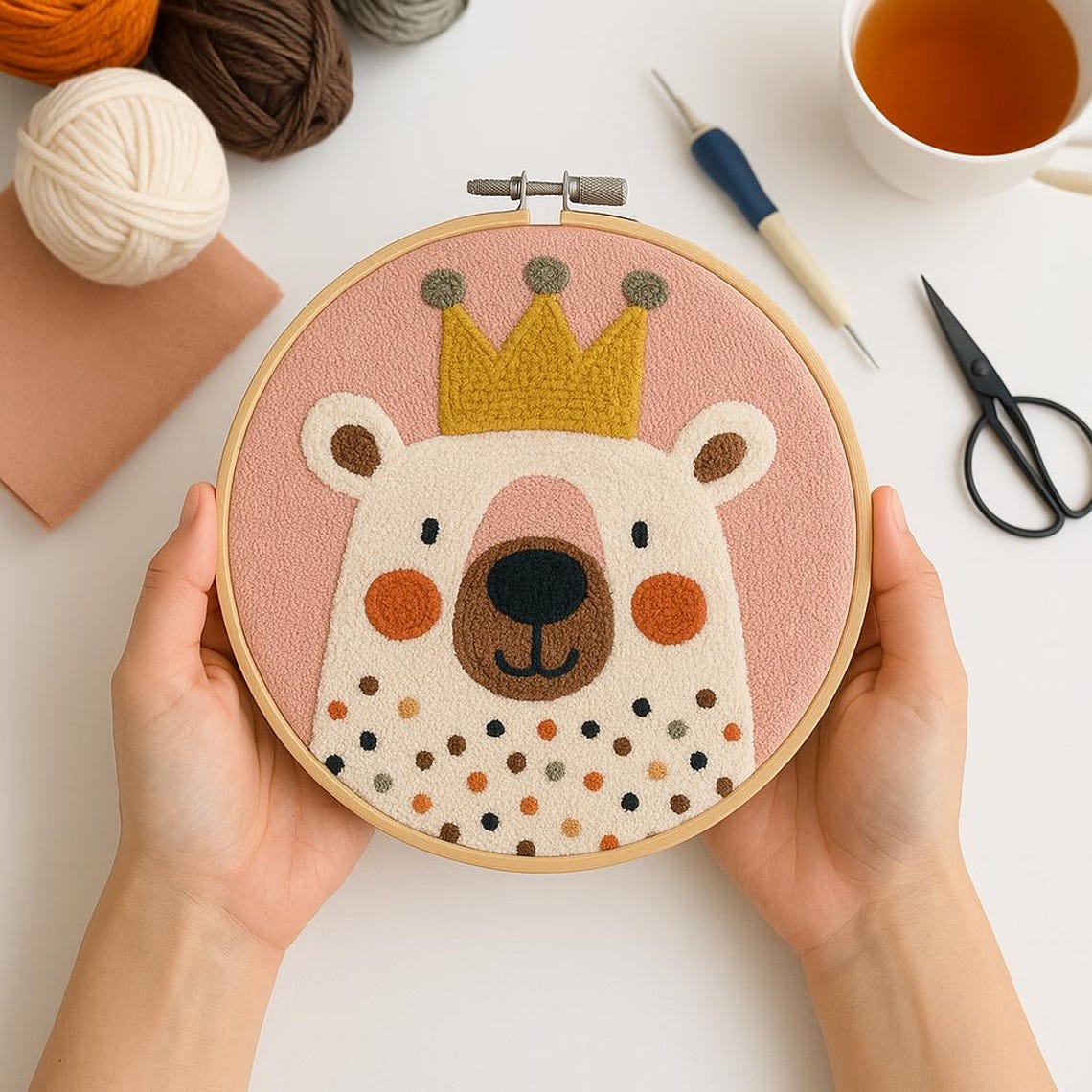 Bear Punch Needle Pattern for Beginners, DIY Home Decor (PDF Download ...