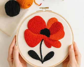 Floral printable punch needle pattern for beginners / Instant Download / nature template design PDF png / Handmade art