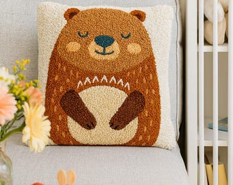 Bear punch needle printable pattern for beginners / instant download / embroidery PDF design / template for handmade art / how to file
