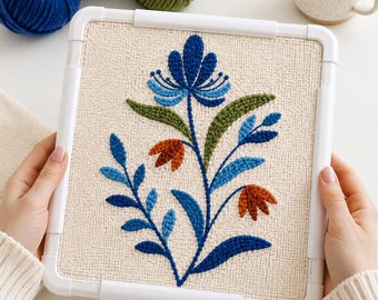 Floral printable punch needle pattern for beginners / Instant Download / nature template design PDF png / Handmade art