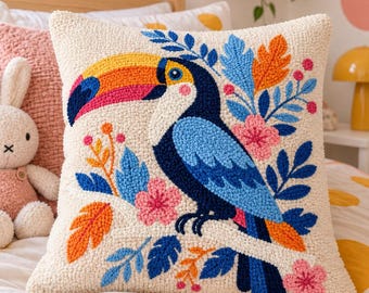 Toucan bird printable punch needle pattern for beginners / Instant Download / nature template design PDF png / Handmade art