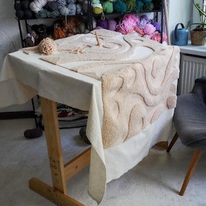 Soporte de madera con pinzas para bordado con aguja perforadora, bastidor para tejer alfombras