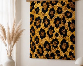 Leopard punch needle printable pattern for beginners / instant download / punchneedle PDF design / template for handmade art / how to file