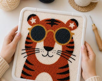 Animal punch needle printable pattern for beginners / instant download / punchneedle PDF design / template for handmade art / how to file