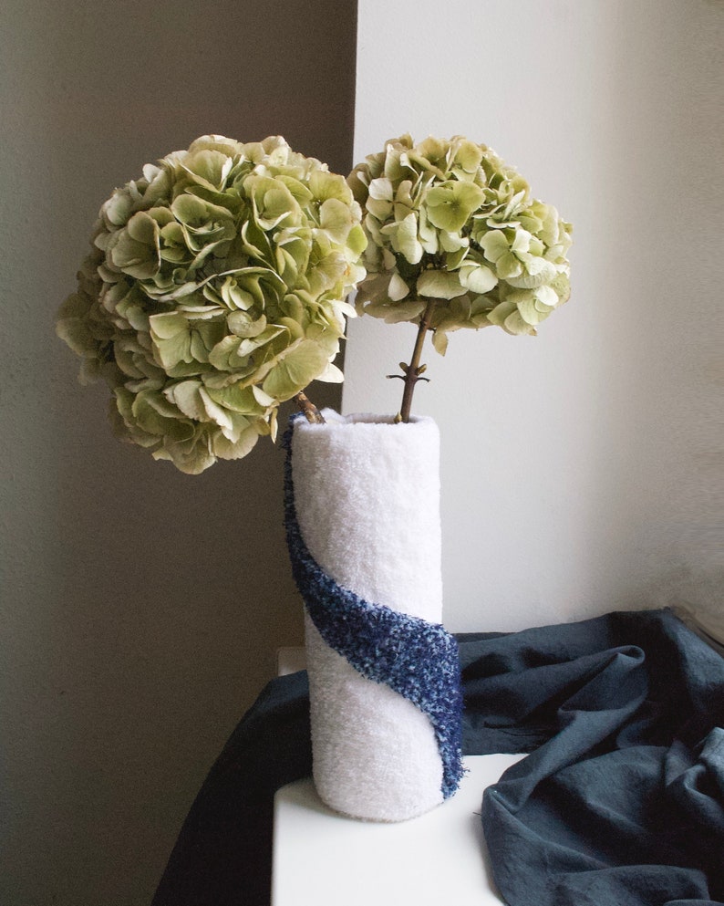 Modern fabric vase for dried flowers / rustic home decor / Flower pot / New Home Gift / Handmade Textile Home Decor image 1