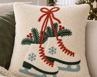 Christmas punch needle printable pattern for beginners / instant download / embroidery PDF design / template for handmade art / how to file