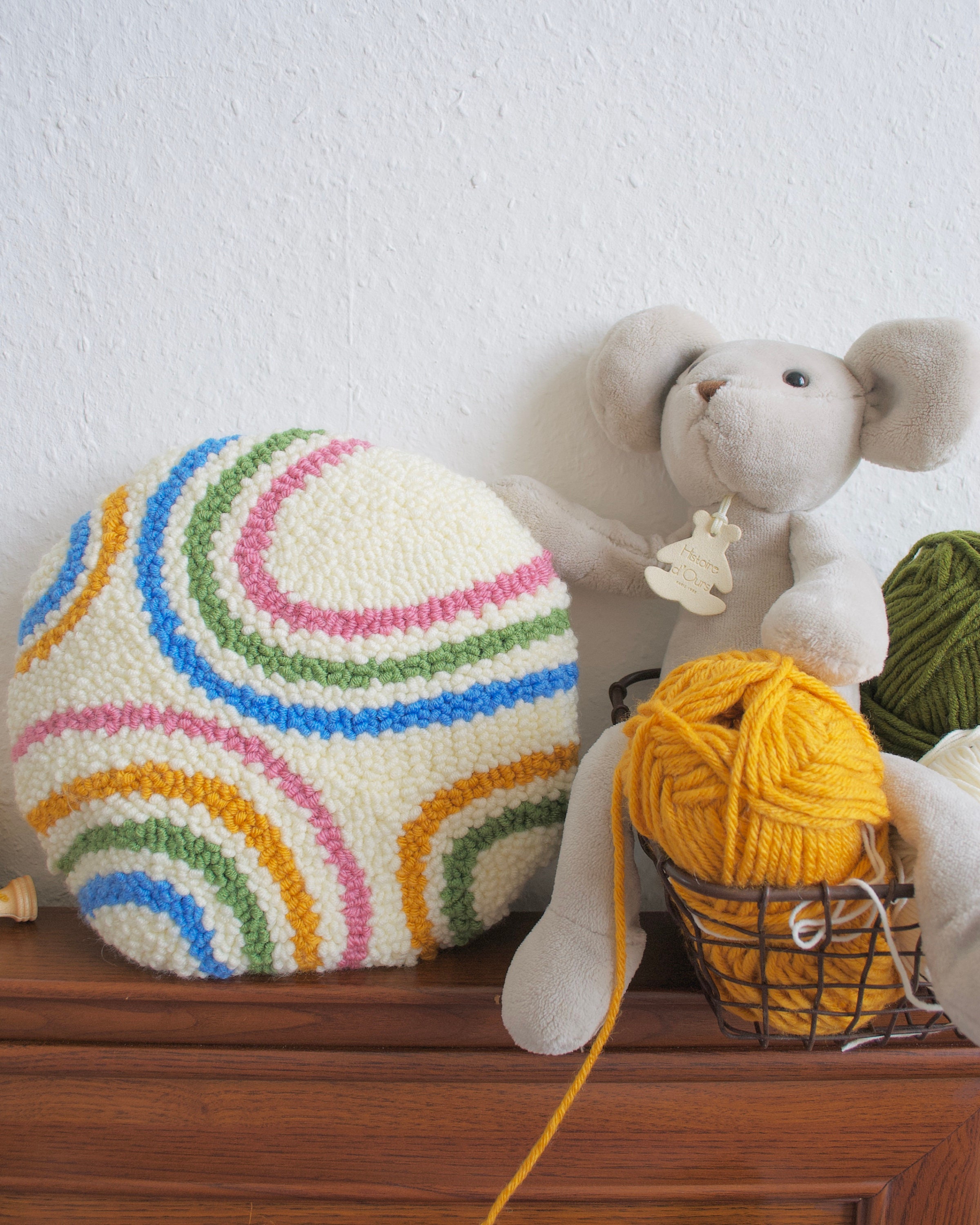 Punch Needle Rainbow Pillow / Embroidery Pillow / Throw Pillow Etsy