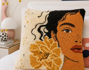 Woman Punch Needle Pattern: Beginner DIY Home Decor (PDF digital download)