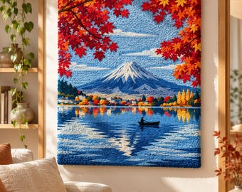 Japan landscape Punch Needle Pattern: Beginner DIY Home Decor (PDF digital download)