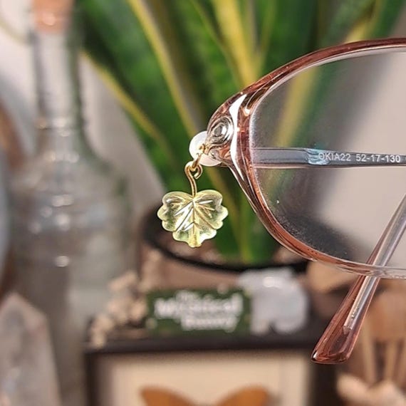 Dainty Gold and Green Leaf Glasses Charms. 1x 20mm Charm  display picture 1